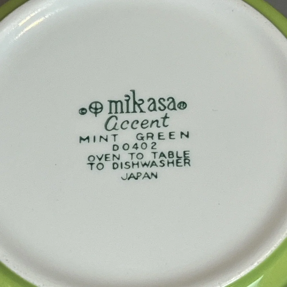 Mikasa Accent Mint Green Soup Bowl Individual Country Gingham Vtg 70s